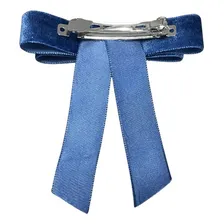 Laço De Veludo Liso Com Presilha Para Cabelo. Cor Azul Foto mini 4