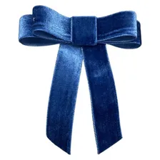 Laço De Veludo Liso Com Presilha Para Cabelo. Cor Azul Foto mini  3