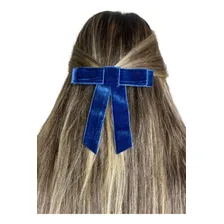 Laço De Veludo Liso Com Presilha Para Cabelo. Cor Azul Foto mini  2