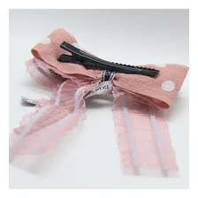 Laço Delicado Para Cabelo Com Grampo Bico De Pato Presilha Cor Rosa Foto mini  2