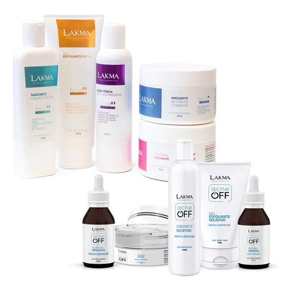 Lakma: Kit De Limpeza De Pele 5 Itens + Kit Acne Off 5 Itens Foto 1