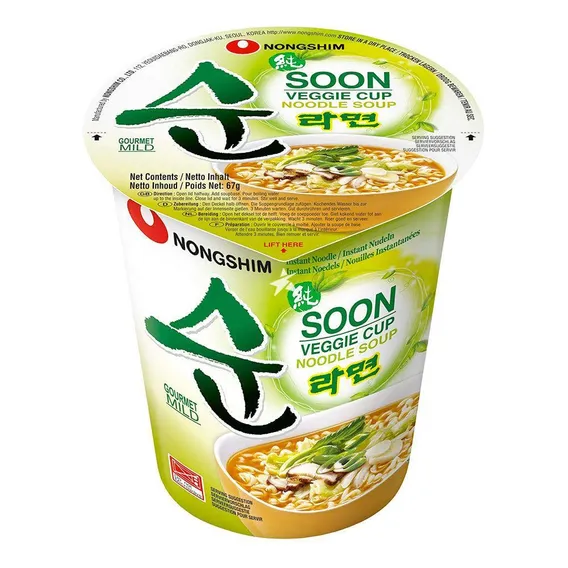 Lamen Coreano Vegetariano Nongshim Soon Veggie Copo 67g Foto 1