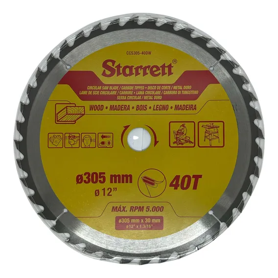 Lamina Serra Circular P/madeira 305mm 12pol 40d Starrett Foto 1