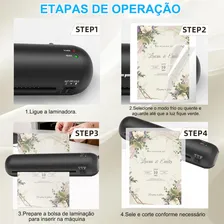 Laminadora A4, Laminadora De 9 Polegadas, Com 5 Plásticos Para Plastificação, Laminadora Térmica E A Frio, Laminadora De Aquecimento Rápido, Ideal Para Escola, Casa, Criatividade 220v Foto mini 4