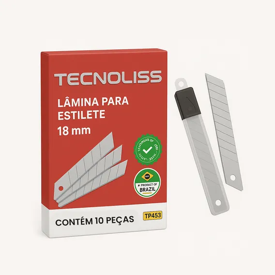 Lâminas Para Estilete 18mm Kit Com 10 Unidades Profissional Foto 1