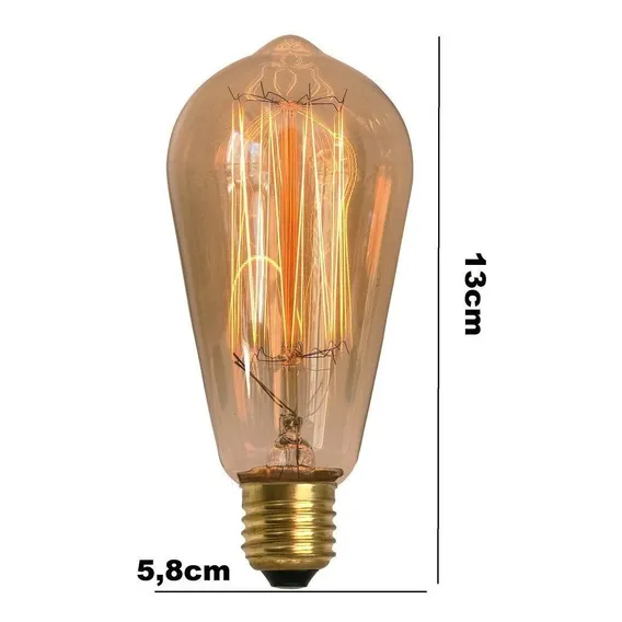 Lâmpada Filamento Carbono Vintage Retro 40w St58 2200k 220v Foto 1