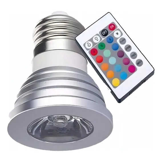 Lâmpada Genérica RGB Dicroica E27 LED 3W Dicroica cor rgb 3W Foto 1