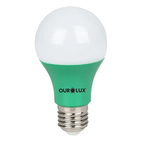 Lâmpada Led Bulbo A60 7w Bivolt E27 Verde Ourolux Foto 1