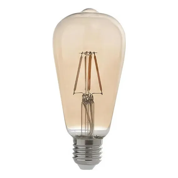 Lampada Led Filamento 4w St64 Vintage Retro Luz Ambar Bivolt Foto 1