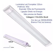 Lampada Led Slim Tubular Linear 120cm Com Base 6000k 40w Cor Da Luz Branco-frio 110v/220v Foto mini  3