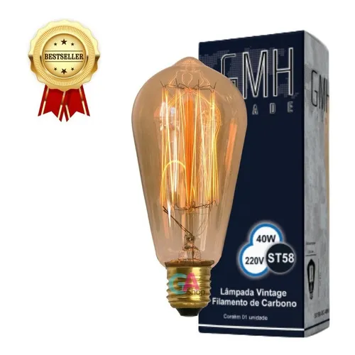 Lâmpada Retro Vintage St58 Filamento Carbono 110v Ou 220v Foto 1