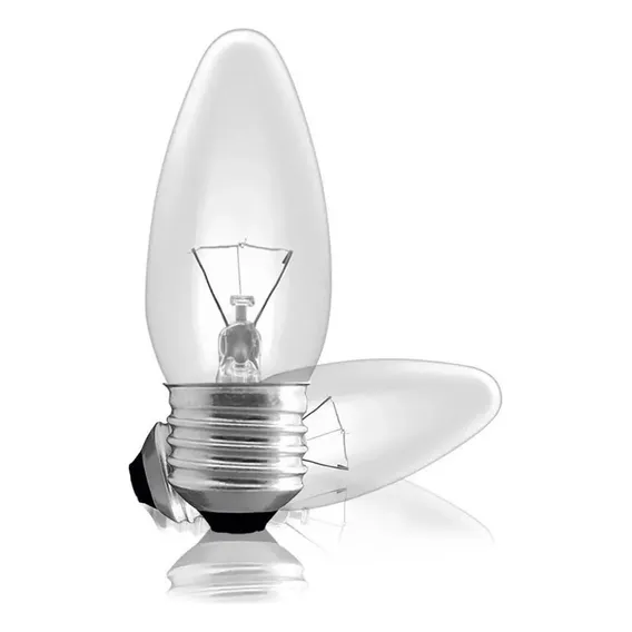 Lâmpada Vela Lisa 60w 127v E27 Clara Lustre Abajur 5 Peças Luz Branco-quente Foto 1