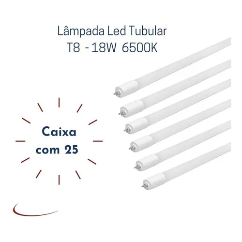Lampadas Led Tubular 18w - Caixa Com 25 Cor Da Luz Branco-frio Foto 1