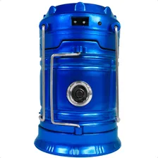Lampião Lanterna Energia Solar Led Bateria Recarregável Azul Foto mini 4