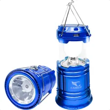 Lampião Lanterna Energia Solar Led Bateria Recarregável Azul Foto mini 1