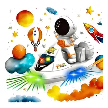 Lancha Espacial Mini Astronauta Brinquedo Com Luz E Som Foto mini 3