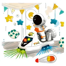 Lancha Espacial Mini Astronauta Brinquedo Com Luz E Som Foto mini 2
