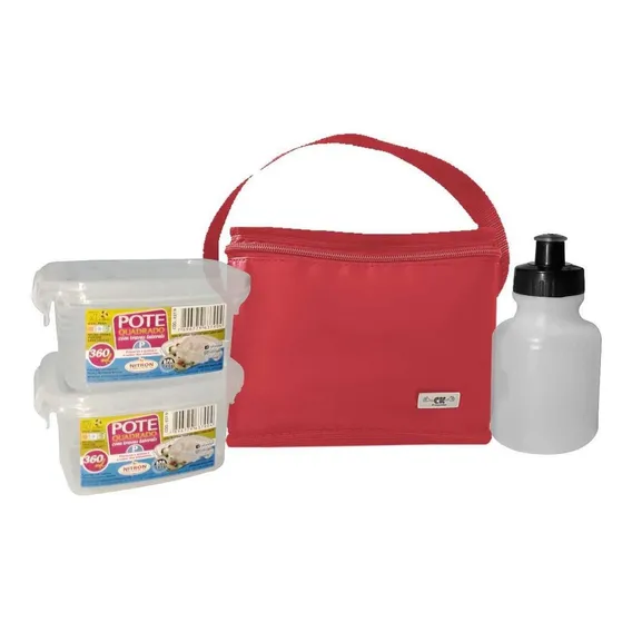 Lancheira Térmica Infantil Menino Menina Potes Squeeze Kit01 Cor Vermelho Foto 1