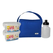 Lancheira Térmica Pequena Infantil Menino 2 Potes E Squeeze Cor Azul Royal Foto  mini 1