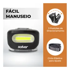 Lanterna Cabeça Led Cob 3w 140lumens A Pilha Solver Slp-10 Lanterna Preto Luz Branco Foto mini 4