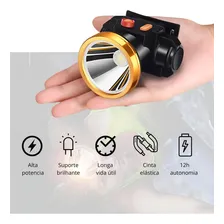 Lanterna Cabeça Potente Led Recarregável Pesca Bike Ciclismo Foto mini  2