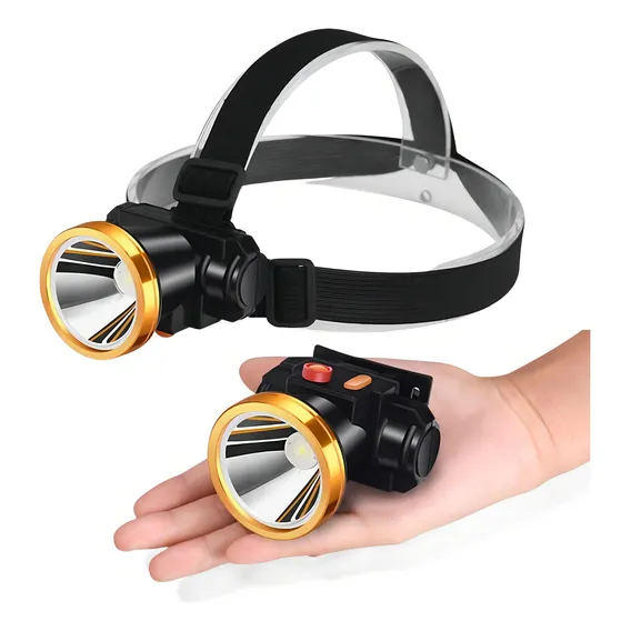 Lanterna Cabeça Potente Led Recarregável Pesca Bike Ciclismo Foto 1