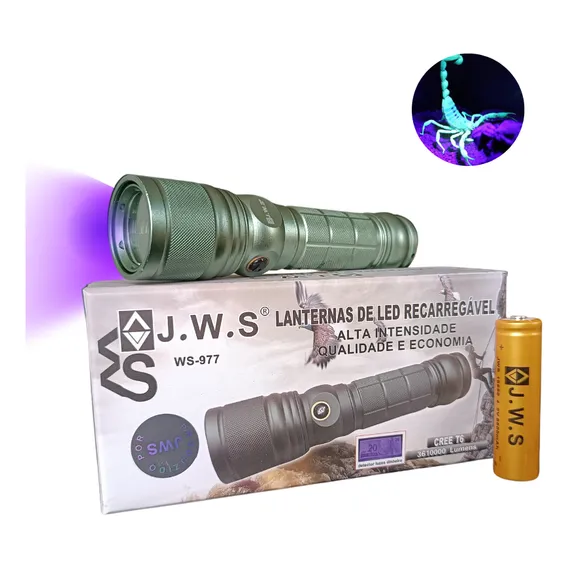Lanterna Caça Escorpião Led Uv Cor da lanterna Verde Cor da luz Violeta Foto 1
