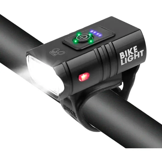 Lanterna Farol Bike Led T6 Recarregável Usb Com Medidor Foto 1