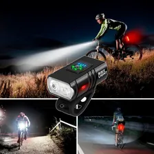 Lanterna Farol Bike Led T6 Recarregável Usb Com Medidor Foto mini  3