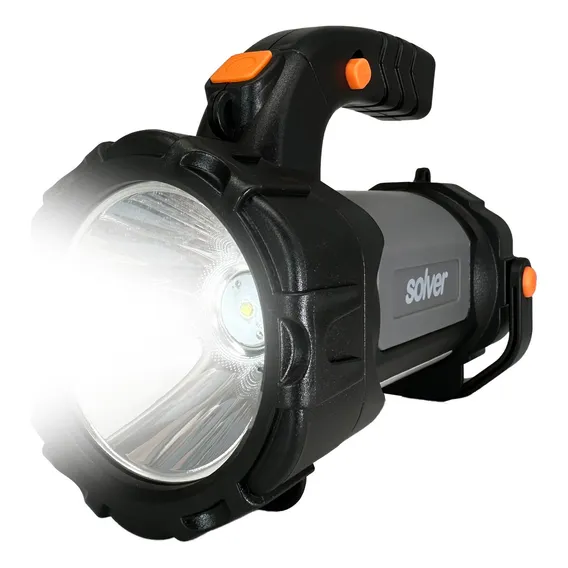 Lanterna Holofote Led Cree Recarregavel Solver Slp-401 Portátil Resistente E Potente Bivolt E Recarregável Lanterna Preta Luz Branco Foto 1