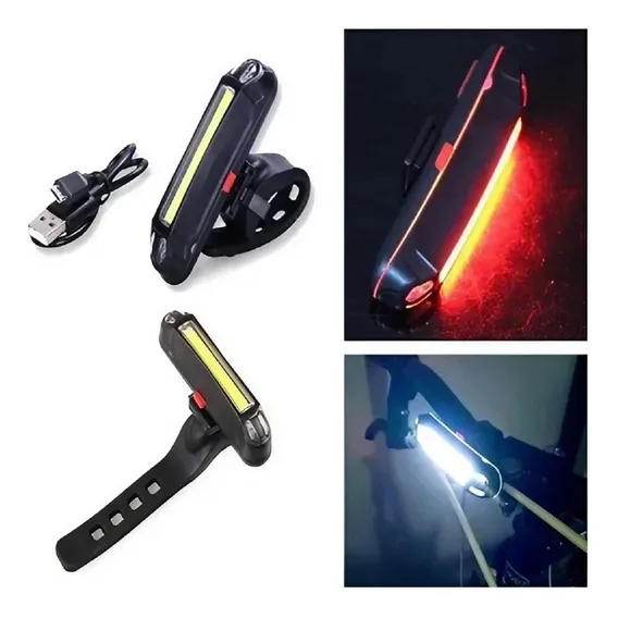 Lanterna Led Traseira Bicolor Bike Sinalizador Usb Foto 1