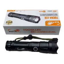 Lanterna Super Resistente Led Recarregável Feixe Ajustável Lanterna Preto Foto mini 1