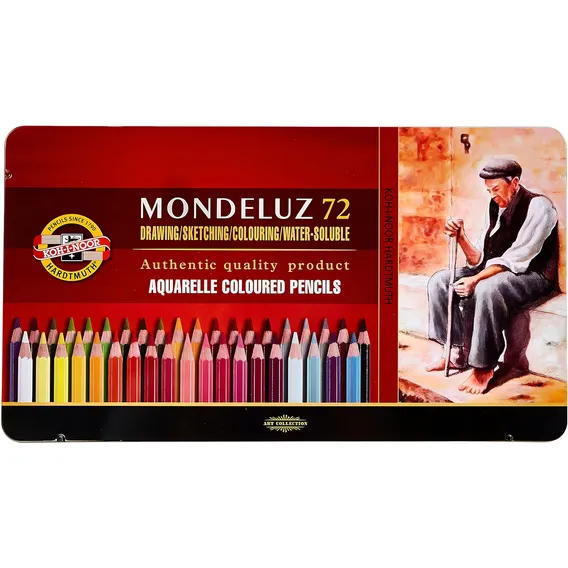 Lápis Aquarelável Koh-i-noor Mondeluz 72 Cores - Estojo Lata Marcação Mix Foto 1