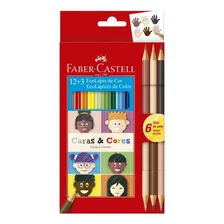 Lapis Cor 12 Cores Faber + 06 Tons Pele Caras E Cores 72 Est Foto mini 1