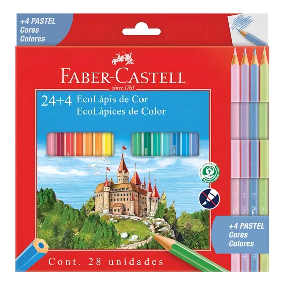 Lápis Cor Faber-castell Sextavado 24 Cores + 4 Cores Tons Foto 1
