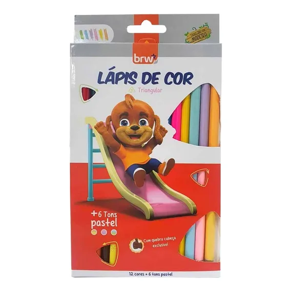 Lápis Cor Inteiro Com 12 Cores + 6 Pastel Lp0426 Brw - Un Foto 1