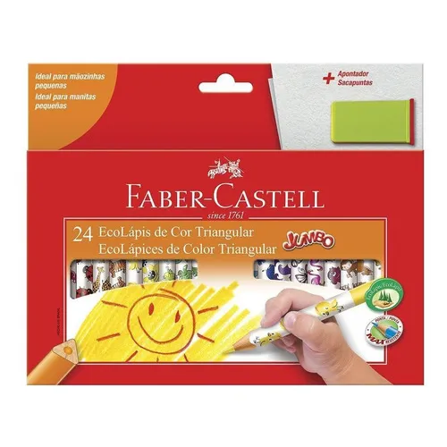 Lápis Cor Jumbo 24 Cores Triangular Faber-castell Ecolápis 6 Foto 1