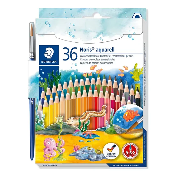 Lápis Cor Staedtler Noris Club Aquarela Pincel 36 Cores Foto 1