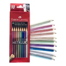 Lapis De Cor 10 Cores Metálicas - Faber Castell Foto  mini 1