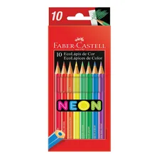 Lápis de Cor 10 Cores Neon Sextavado Faber Castell Ecolápis Foto mini 1