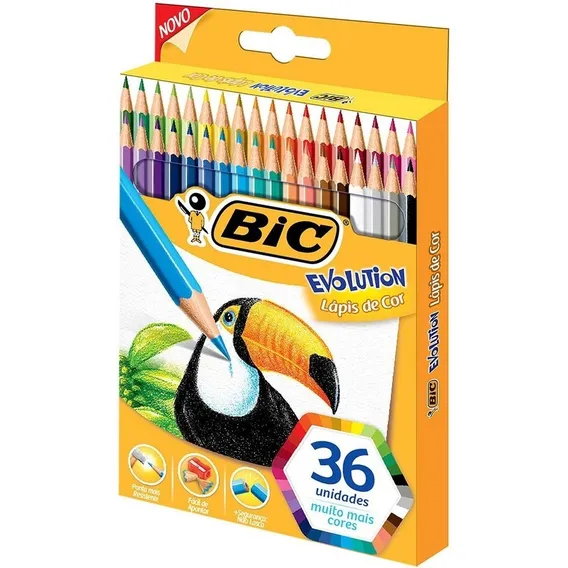 Lápis De Cor Bic Evolution 36 Cores Sextavado Foto 1