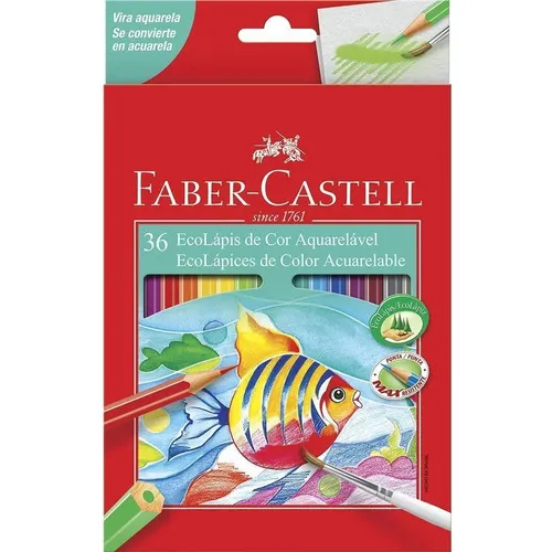 Lápis De Cor Ecolápis Aquarelável 36 Cores Com Pincel Foto 1