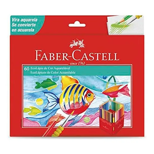 Lápis De Cor Ecolápis Aquarelável 60 Cores C/ Pincel Foto 1