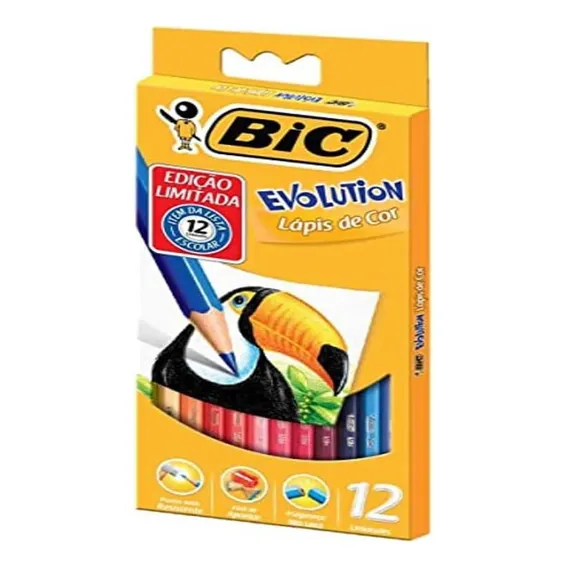Lápis De Cor Evolution 12 Cores Sextavado Bic Foto 1