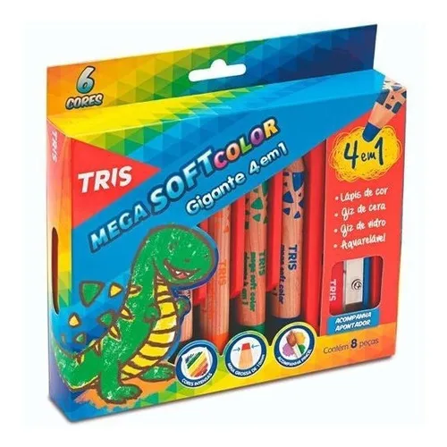 Lápis De Cor Gigante 4 Em 1 - Mega Soft Color - Tris - 8 Pçs Foto 1