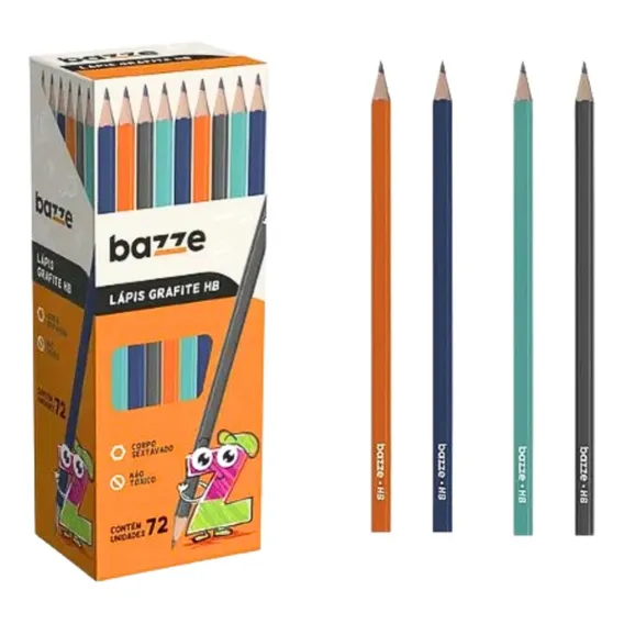 Lápis Grafite Bazze Lápis Preto Sextavado Kit 72u Preto Foto 1