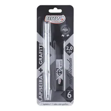 Lapiseira Técnica 2.0mm Prata + 1 Tubo Com 6 Grafites Brw Foto  mini 1