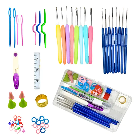 Lar das Fitas Kit agulha crochê Completo 16 Agulhas Soft Cabo Emborrachado Kit De Acessórios x53 Foto 1