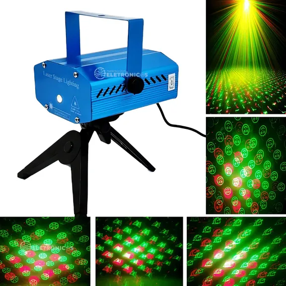 Laser Projetor Holográfico Azul Led Pisca Estrela Foto 1