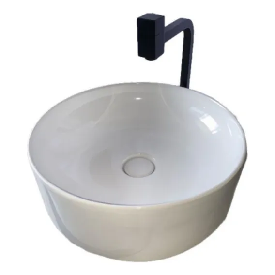 Lavatório Cuba Para Banheiro Redonda 40x15cm Branco Roma Acabamento Porcelana Foto 1